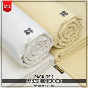 Karandi Khaddar Pack Of 2 (OFF White+Cream)